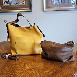 Joy Susan yellow vegan hobo and insert